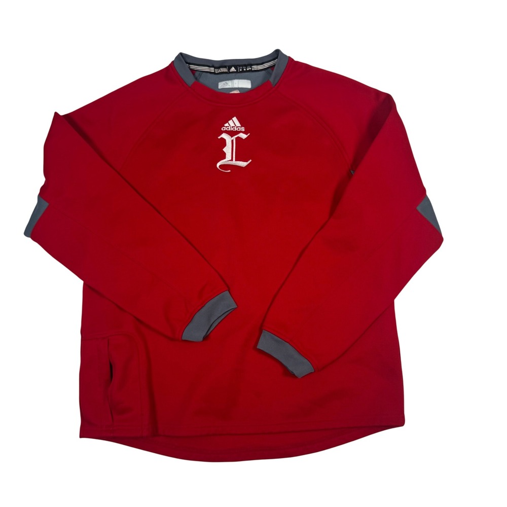 Adidas Louisville Cardinals Men M Red Pullover Jersey‎ Sweatshirt Crewneck # 9